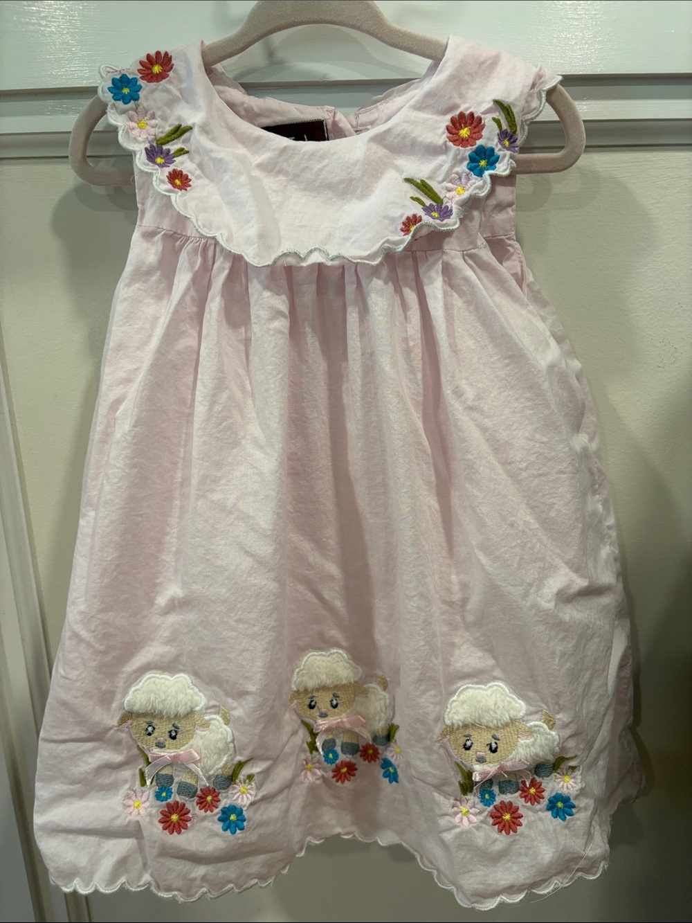 NWOT pale pink Lil Cactus embroidered lamb dress 12-24 months